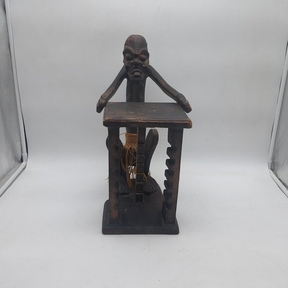 Asmat Papua New Guinea Wooden Statue CD Rack - Picture 3 of 10